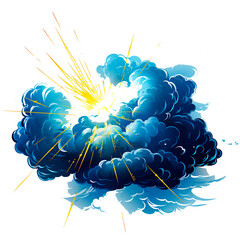 a yellow lightning bolt coming out of a dark blue cloud