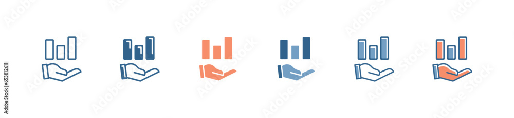 Poster simple hand with simple bar chart icon vector datum analysis business profit performance growth outl