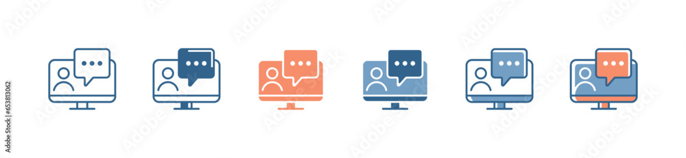 Aufkleber online course training discussion comment icon vector social communication speaking on forum media s