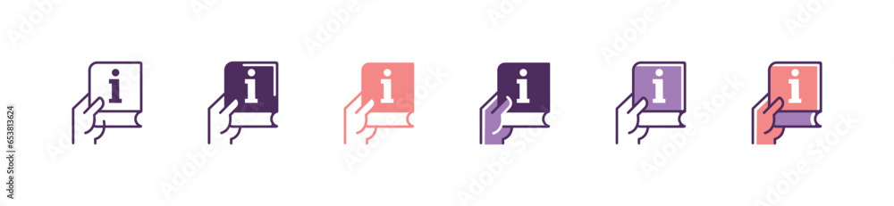 Poster hand holding instruction book manual information icon vector business customers support guidebook rule reference symbol illustration for web and app template design