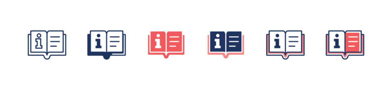 guidebook manual instruction icon vector simple client support information reference, faq, policy, help, rule, guide, consultation service symbol illustration for web and app template design