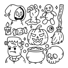 Halloween Handdrawn Doodle Vector Illustration