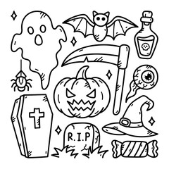 Halloween Handdrawn Doodle Vector Illustration