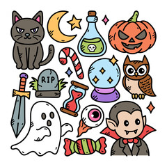 Halloween Handdrawn Doodle Vector Illustration