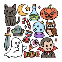 Fotobehang Halloween Handdrawn Doodle Vector Illustration © yellowline