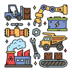 Factory Doodle Vector Illustration
