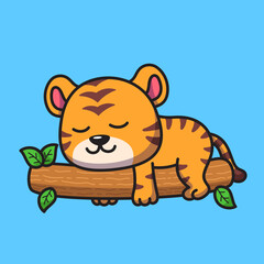 Sleeping Tiger Cartoon Illustration