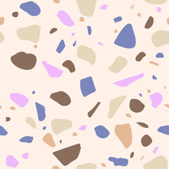 Scandinavian seamless pattern. Random drawn dots seamless pattern. Violet and brown spots in a chaotic vector pattern.Spots on a white background for fabric, textile, wrapping, print, design, card.