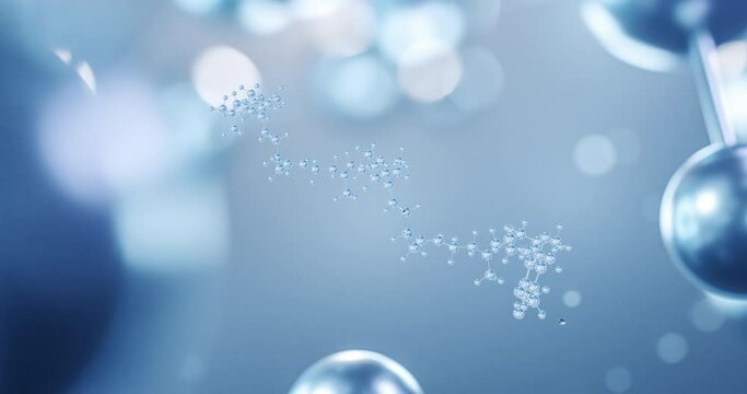 coenzyme q10, rotating 3D model of ubiquinone under a microscope, seamless looped video, molecular structure with selective focus
