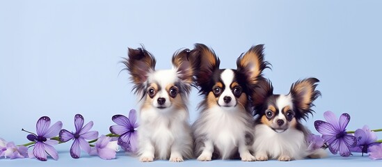 Dog breed with two young dogs