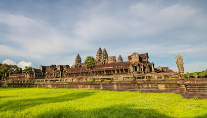 Sunrise view of popular tourist attraction ancient temple complex Angkor Wat - Siem Reap, Cambodia