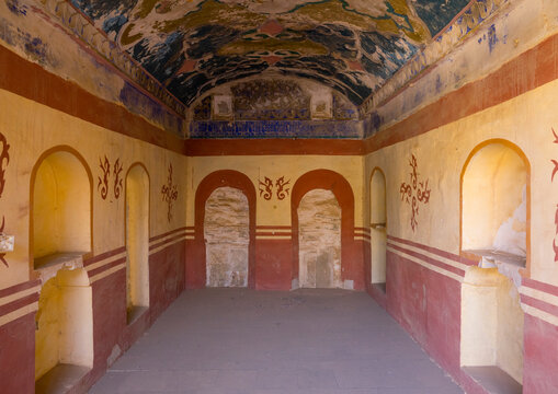 Ottoman Painted Ornamentation In A Divan In The Erbil Citadel, Kurdistan, Iraq