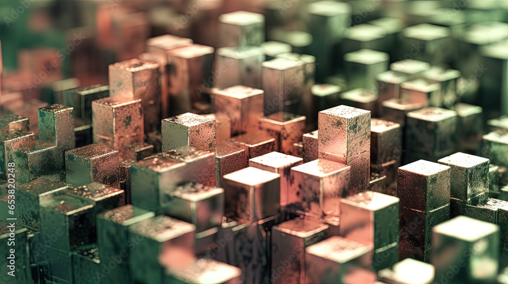 Poster Abstract background with structure of cubes. Colorful cubes texture for technology backdrop.