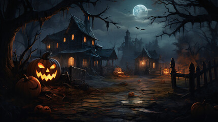 halloween spooky house facade