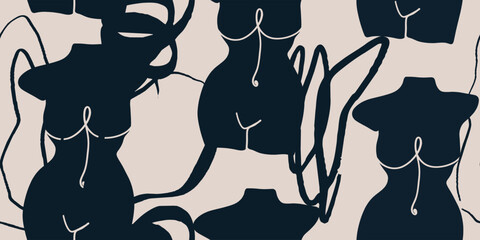 Hand drawn abstract pattern. Creative collage contemporary seamless pattern. Fashionable template for design.