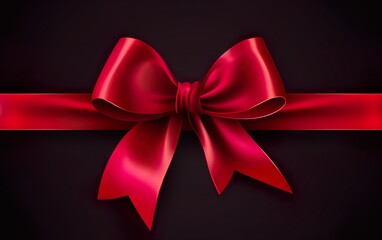 Red satin ribbon and bow vector illustration
