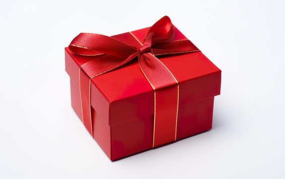 Red gift box on white background