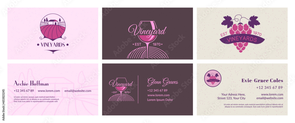 Sticker business card design set for vineyard company - Stickers