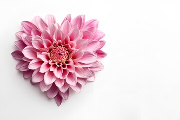 heart shaped chrysanthemum flower blank space white background, ai generative