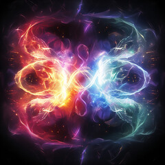 Obraz premium Two glowing mystical energies flowing in opposite directions created with Generative Ai