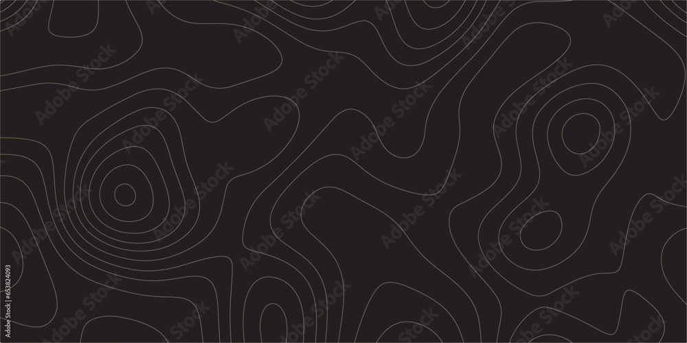 Poster Abstract black colorful gradient Topographic line map pattern background. Contour elevation topographic and textured Background .Wavy banner gradient color geometric form. Vector illustration.