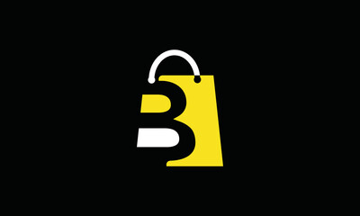 illustration for a shopping bag with the initials B logo - obrazy, fototapety, plakaty