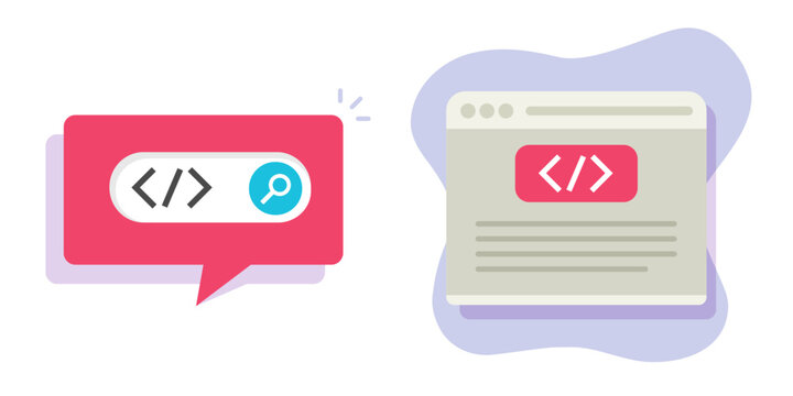 Meta tag metadata script code icon vector graphic, website seo semantic browser markup source html xml content digital technology illustration, search optimization data title tech image clipart