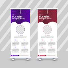set of corporate rull up banner design template with different colors.