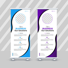 set of corporate rull up banner design template with different colors.