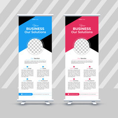 set of corporate rull up banner design template with different colors.