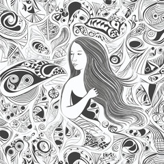 seamless pattern with mother pregnancy flower elements with baby background