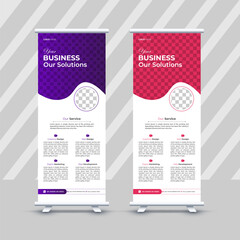set of corporate rull up banner design template with different colors.