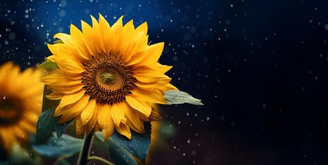 sunflower macro blank space, ai generative