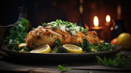 Spinach and feta stuffed chicken breast,  a delicious alternative to heavy,  breaded dishes