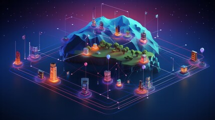 Isometric Smart City Concept.
Isometric smart city with connected services and technologies.