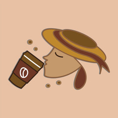 Coffee. Italian coffee pot with text All You Need is Coffee. Banner for cafe, restaurant, menu, coffee dreams theme. coffee cup icon in the line style. vector illustration on a brown background