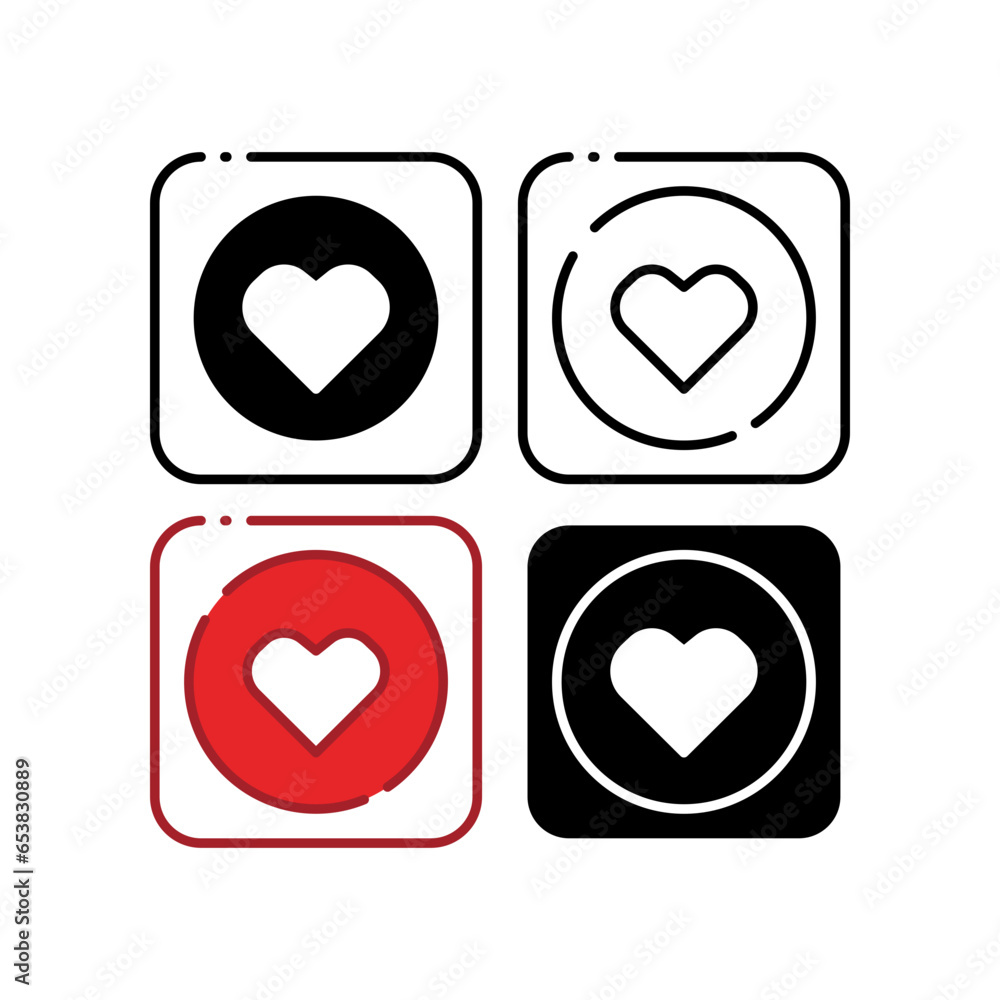 Poster love button for social communication. love, circle in the box for comment feedback for social media.