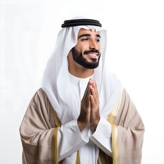 Portrait arab man in traditional robe 