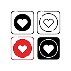 love button for social communication. Love, circle in the box for comment feedback for social media. Favorites button icon from user interface. vector illustration. Design