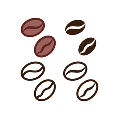 Seed of coffea plant. Espresso roast blend in coffee beverage for coffee or caffeine symbol. Coffe grain. Coffee bean icon vector illustration template. Design