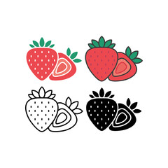 Garden ripe red strawberry fruit. Fresh organic red berry flavour. Strawberry shape symbol . Strawberry Fruit Vector Icon Illustration. Design