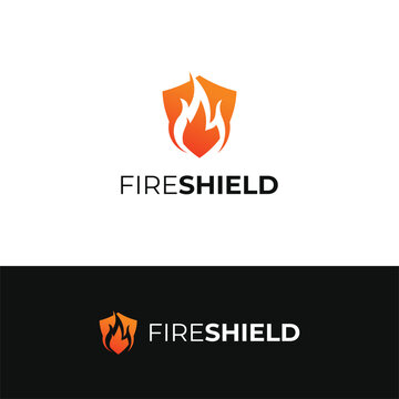 Fire shield logo design template