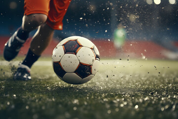 Intense Soccer Action: Athletes in Close-Up Competition Generative AI