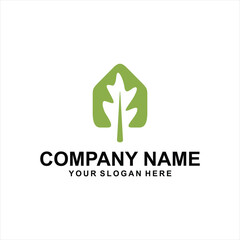 green leaf home logo vector