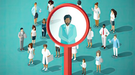 Conceptual illustration of diverse healthcare professionals.