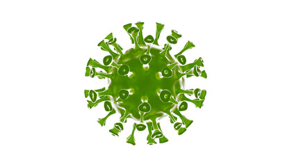 Abstract green virus object 3D rendering