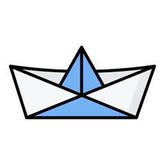 Paper Boat Colored Outline Icon