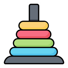 Ring Toss Colored Outline Icon