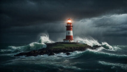 Lighthouse Guiding Through the Stormy Night