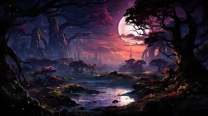 Fantasy Fairy Tale Forest at Night – A Magical Sight 